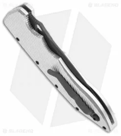 Piranha Predator Automatic Knife Silver Tactical (4.1" Black) -Avokelavavat Sales Store piranha predator silver tactical serrate side 1