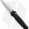 Piranha Prowler Black Automatic Knife (3.2" Stonewash Serr)