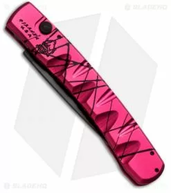 Piranha Virus Automatic Knife Pink Tactical (3.25" Black Serr) -Avokelavavat Sales Store piranha virus pink tactical side 1