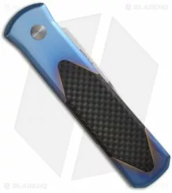 Pro-Tech Godson Blue Titanium Custom Automatic Knife W/ Carbon Fiber (Satin PLN) -Avokelavavat Sales Store pro tech godson titanium custom mulit color blue back