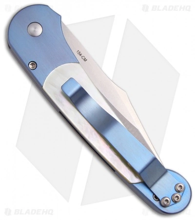 Pro-Tech Custom Titanium Monaco Automatic Knife W/ Gold Lip Pearl (3.3" Satin) 4 Pro-Tech Custom Titanium Monaco Automatic Knife W/ Gold Lip Pearl (3.3" Satin) - Image 2