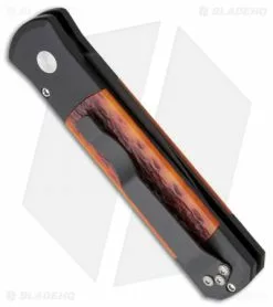 Pro-Tech Godson Automatic Knife W/ Amber Jigged Bone (3.15" Black Plain) 762 -Avokelavavat Sales Store protech 762 godson side
