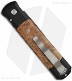 Pro-Tech Custom Godfather Automatic Knife W/ Black Ash Burl (4" Damascus) 906-D -Avokelavavat Sales Store protech 906 d godfather custom black ash burl wood back