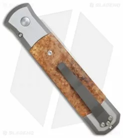 Pro-Tech Steel Custom Godfather Knife W/ Maple Burl (4" Satin Plain) 947 -Avokelavavat Sales Store protech 947 godfather steel custom limited satin back