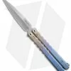 Pro-Tech FlyFather Balisong Butterfly Knife Gold-to-Blue Ti W/ Clip (Stonewash)