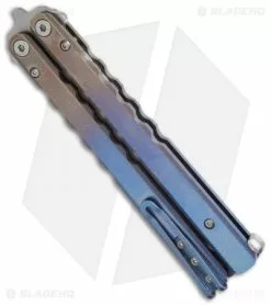 Pro-Tech FlyFather Balisong Butterfly Knife Gold-to-Blue Ti W/ Clip (Stonewash) 5 Pro-Tech FlyFather Balisong Butterfly Knife Gold-to-Blue Ti W/ Clip (Stonewash) -Avokelavavat Sales Store protech ff3 flyfather gold to blue side