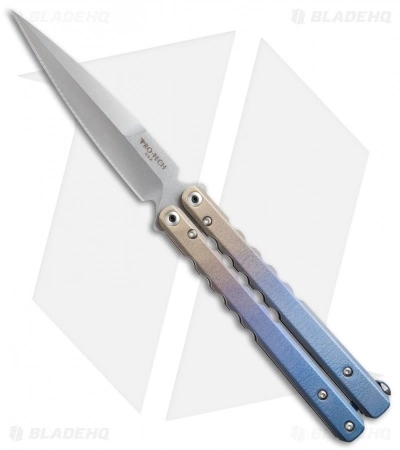 Pro-Tech FlyFather Balisong Butterfly Knife Gold-to-Blue Ti W/ Clip (Stonewash) 3 Pro-Tech FlyFather Balisong Butterfly Knife Gold-to-Blue Ti W/ Clip (Stonewash)