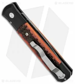 Pro-Tech Godfather Automatic Knife Black/Amber Jigged Bone (4" Damascus) 961-D -Avokelavavat Sales Store protech godfather 961 d jigged bone dama side