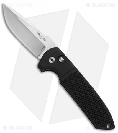 Pro-Tech Les George Rockeye Automatic Knife Black Knurled (3.375" Satin) 3 Pro-Tech Les George Rockeye Automatic Knife Black Knurled (3.375" Satin)