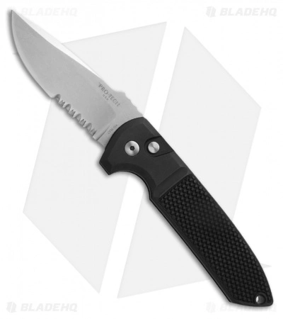 Pro-Tech Les George Rockeye Automatic Knife Knurled (3.375" Stonewash Serr) 3 Pro-Tech Les George Rockeye Automatic Knife Knurled (3.375" Stonewash Serr)