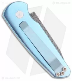 Pro-Tech Runt 3 Titanium Custom W/ Pearl Inlay (Damascus Tanto) -Avokelavavat Sales Store protech runt 3 titanium custom damascus tanto back