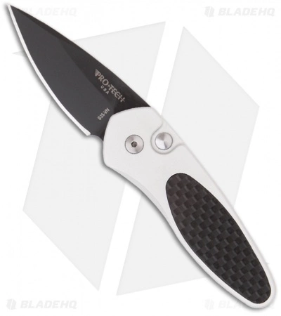 Pro-Tech Protech Sprint Automatic Knife Silver W/ Carbon Fiber (1.95" Black) 2912 3 Pro-Tech Protech Sprint Automatic Knife Silver W/ Carbon Fiber (1.95" Black) 2912