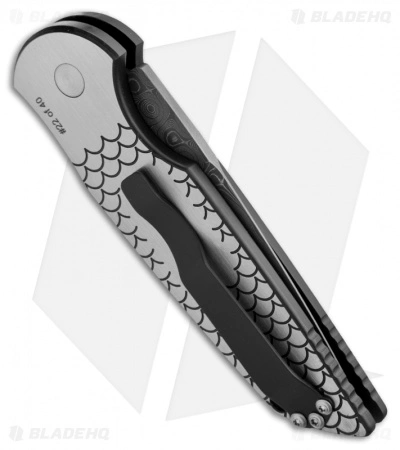 Pro-Tech TR-3 Fish Scale Custom Tactical Response Automatic (3.5" Damascus) 4 Pro-Tech TR-3 Fish Scale Custom Tactical Response Automatic (3.5" Damascus) - Image 2