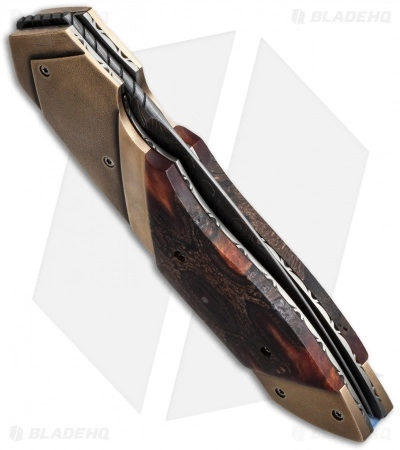 Corrie Schoeman D Vour Flipper Knife Banksia Pod/Bronze (3.375" Damascus) 5 Corrie Schoeman D Vour Flipper Knife Banksia Pod/Bronze (3.375" Damascus) - Image 3