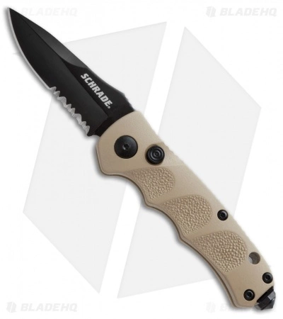 Schrade Mini Extreme Survival Spear Point Auto Knife Tan (2.5" Serr) SC60MBRS 3 Schrade Mini Extreme Survival Spear Point Auto Knife Tan (2.5" Serr) SC60MBRS