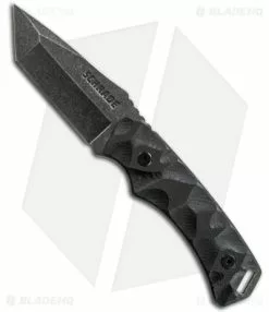 Schrade SCHF15 Knife Modified Tanto Fixed Blade (3.4" Black Plain)