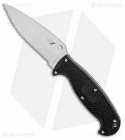 Spyderco Jumpmaster 2 Fixed Blade Knife Black FRN (4.5" Satin Serr) FB24SBK2 -Avokelavavat Sales Store spyderco jumpmaster 2 black FRN satin serr BHQ 36434 er side