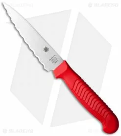 Spyderco 4" Serrated Paring Knife Red Sermollan K05SRD
