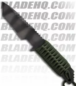 Strider Knives HT-T Tanto Fixed Blade Knife W/ OD Green Cord Wrapped (Tiger PLN)