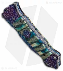 Cory Vallotton Custom Mini Eos Automatic Knife Green Mammoth Molar (Damascus) -Avokelavavat Sales Store vallotton mini eos green BHQ 36689 dl spine