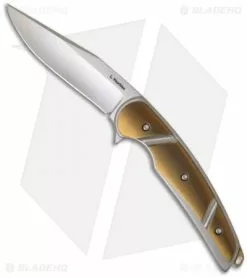 Les Voorhies Custom Knives Model 11 Flipper Knife W/ Titanium (3.6" Satin Plain)