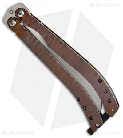 Reese Weiland Toxic Persian Balisong Butterfly Knife Anodized Carved Titanium 4 Reese Weiland Toxic Persian Balisong Butterfly Knife Anodized Carved Titanium - Image 2